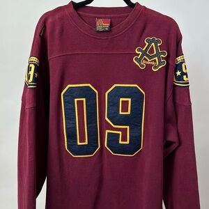 AKADEMIKS University Varsity Sweater Red Streetwear Style Cotton Stadium Jersey